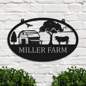 Personalized Farmhouse Name Metal Sign, Custom Farm Name Wall Art, Farm Address Sign, Ranch Barn Sign, Farmer Gifts, Farm Outdoor Decor Home