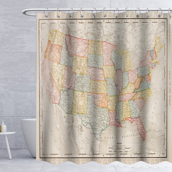 Map Shower Curtain Etsy