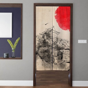 Bohemia-style art Noren Door Curtains Vintage sunset cockloft landscape Doorway Curtain Window Treatment For Home Kitchen Bedroom Door Decor