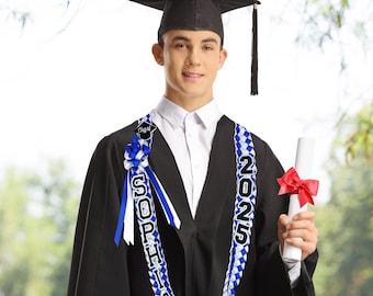 Collar de graduación personalizado de 2026, cinta de graduación con texto personalizado, collar de flores personalizado con birrete, idea de regalo para graduados.