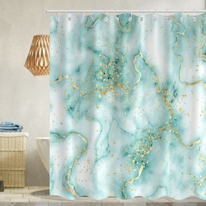 Marble Pattern shower curtains golden and pink shower curtain Fabric modern Art shower curtain Bathroom Waterproof bath curtain with 12 Hook