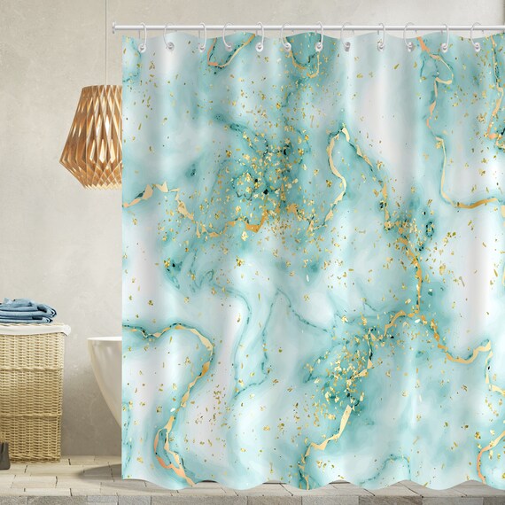 Marble Pattern Shower Curtains Golden and Pink Shower Curtain Etsy