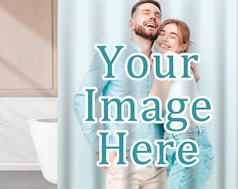 Gepersonaliseerde afbeelding douchegordijnen, aangepaste fotobadgordijn, badkamergordijn aanpassen met uw foto's/tekst, gordijn voor badkamerdecoratie