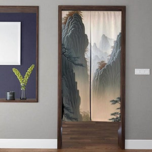 Japanese-style Noren Door Curtains, Modern minimalism canyon Mountain peaks Doorway Curtains, Kitchen Partition Bedroom Door Privacy Decor