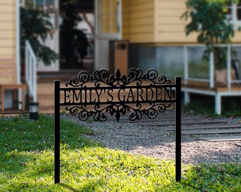 Custom Metal Garden Sign, Metal Garden Stake Sign, Personalized Metal Home Garden Sign, Metal Yard Art, Garden Metal Art, Address Plaque