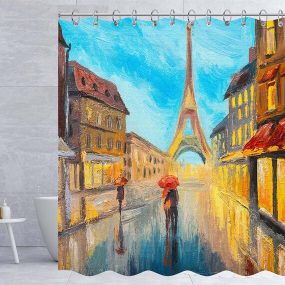 Eiffel Tower Shower Curtain Oil Painting Eiffel Tower Shower Curtain Oil, Oil Painting Shower Curtain
