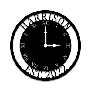 Custom Name Silent Metal Large Wall Clock,Personalized metal sign,for living room bedroom wall hanging decor,Housewarming Gift Wedding Gifts