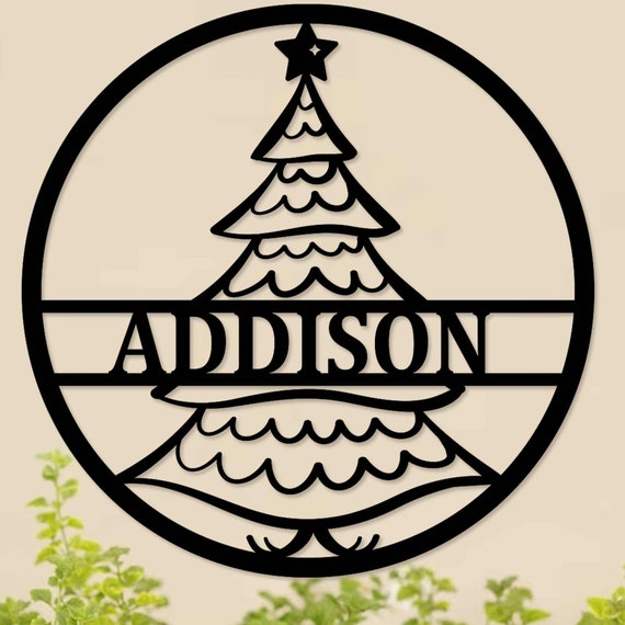 Targa personalizzata per albero di Natale con nome di famiglia, regalo di Natale, decorazioni natalizie moderne in fattoria, cartello natalizio, decorazione da parete su tela per la famiglia - Italia