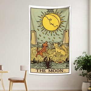 La LUNA Tarocchi arazzo carta Tarocchi arazzo carta muro appeso arazzo magico Arazzo medievale Arazzo mistico per casa Camera da letto dormitorio arredamento