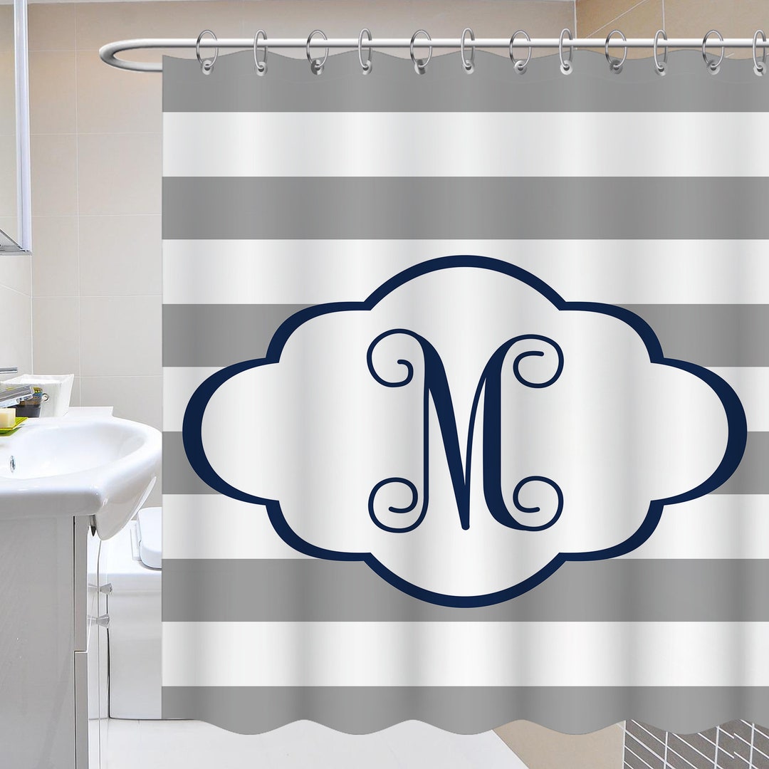 Personalized Monogrammed Letter Shower Curtain Custom Initial Shower