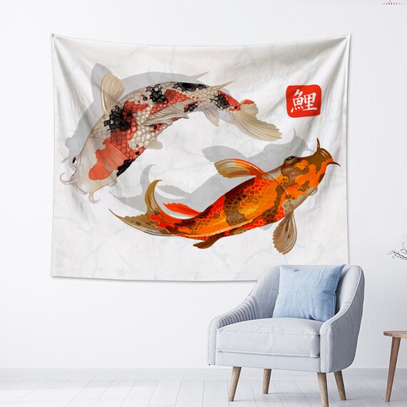 Koi Fish Tapestry Japan Style Tapestry Japanese Tapestry Sun