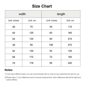 May include: Size chart for clothing with measurements in inches and centimeters. The chart shows width and length measurements for different sizes.