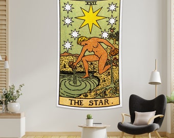 The Star Tarot Karte Gobelin Mystisch Gobelin Mittelalter Gobelin Magie Gobelin Gobelin Wandbehang für Zuhause Schlafzimmer Deko Geschenk