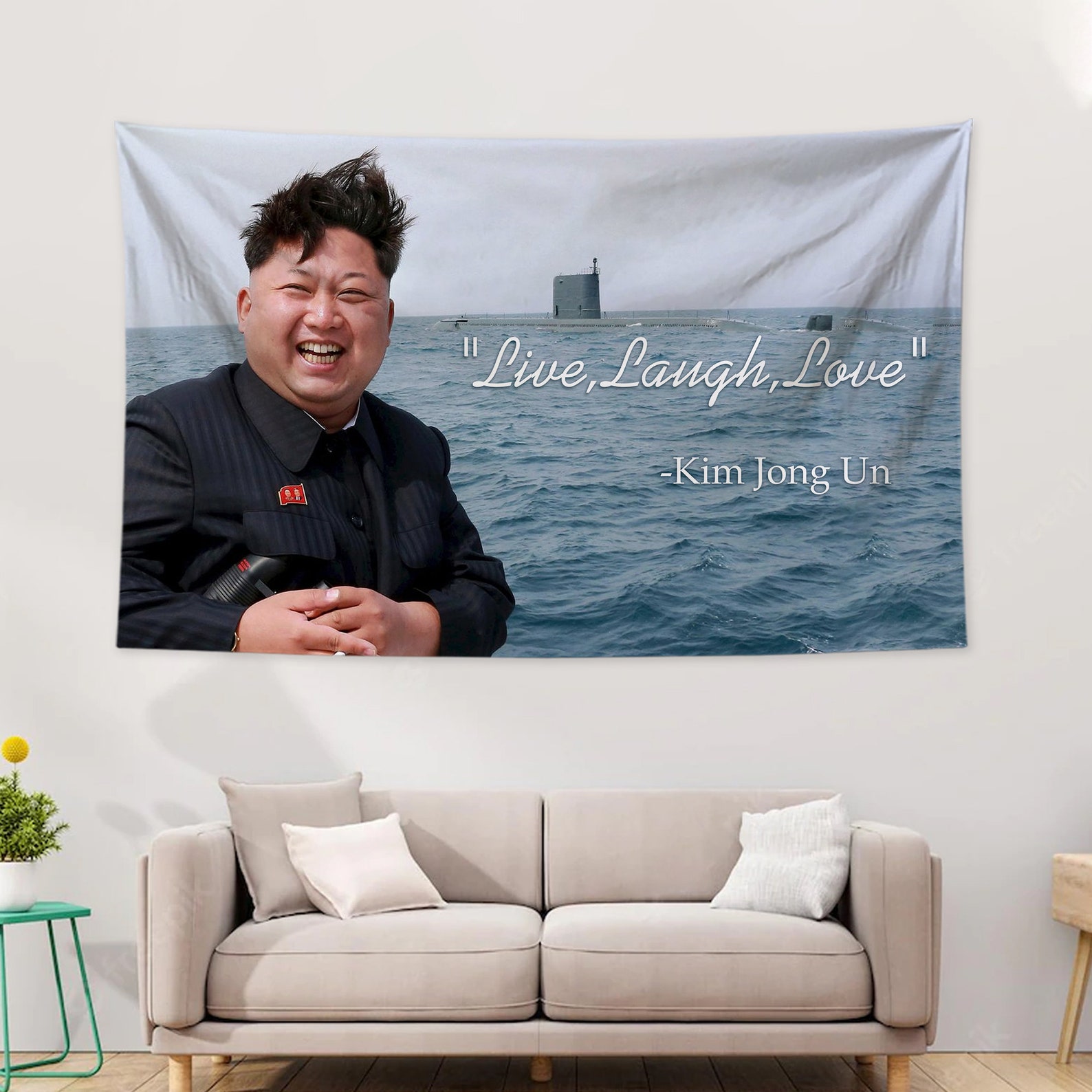 Kim Jong Un Live Laugh Love Tapestry Simple Funny Text Pattern Etsy