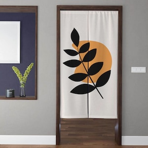 Boho Leaves Pattern Noren Door Curtain Modern Minimalist Art Door Window Treatments Door Tapestry For Partition Home Kitchen Privacy Decor