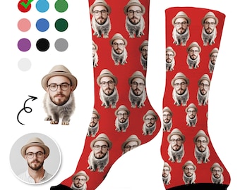Custom Face Socks, Create Your Own Faces On Sock, Personalized Funny Socks with Pet Body, Funny Sock gag Gifts for Men Women, Christmas Gift