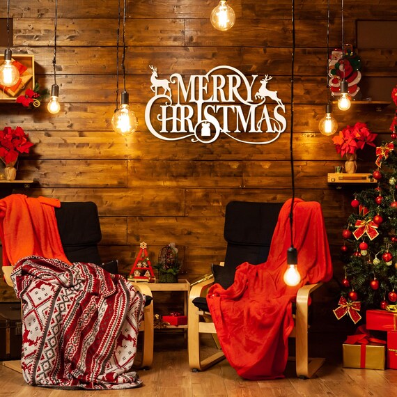 Webelkart® Merry Christmas di alta qualità e stampato da appendere alla parete/porta da appendere per la casa e decorazioni natalizie (25 x 15 cm