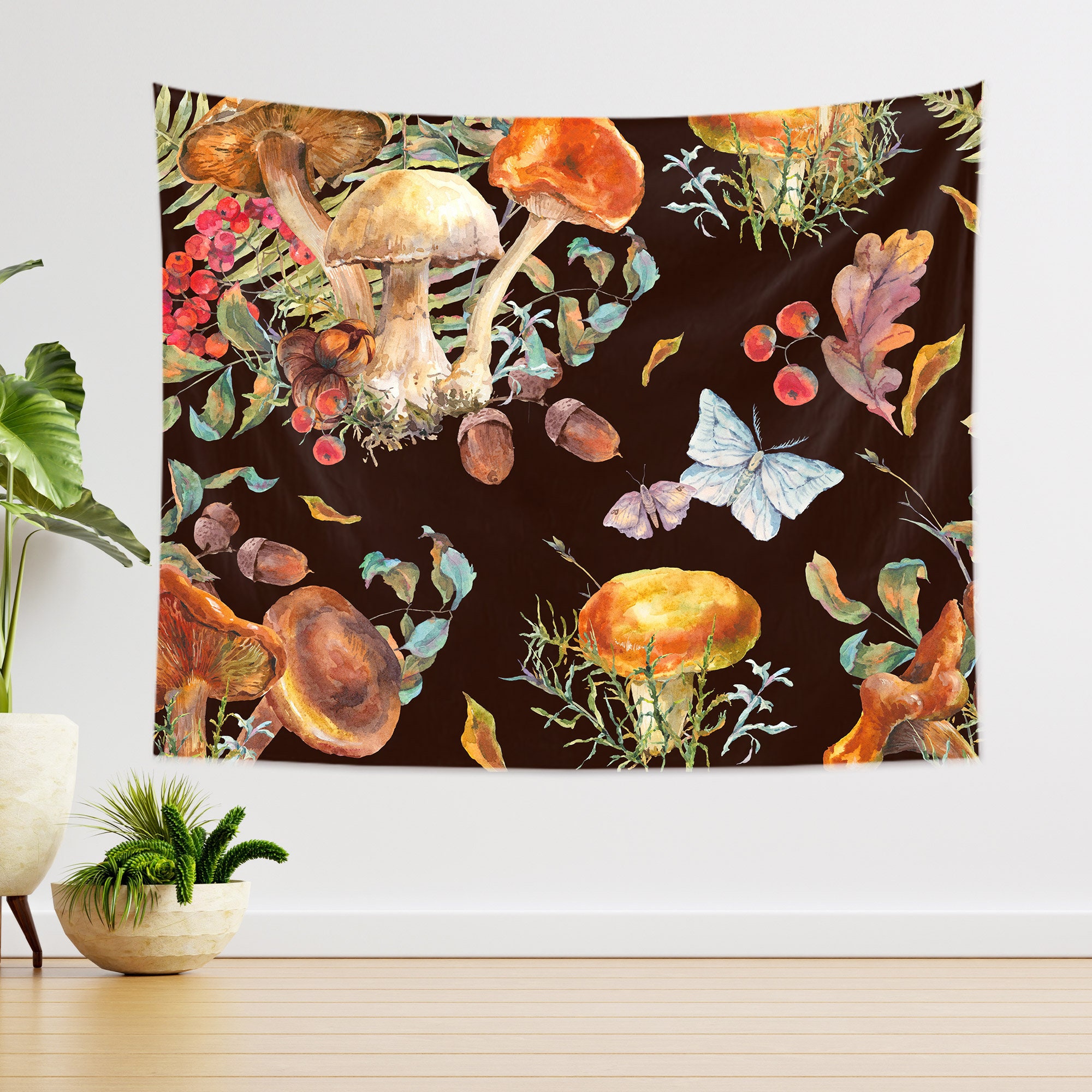 Mushroom Tapestry Psychedelic Tapestry Pine Cone Butterfly Tapestry Green Galaxy Tapestry Wall Hanging for Bedroom Wall Art Decor Gift Etsy