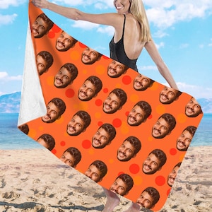 Custom Face Beach Towel, Personalized Photo Gift