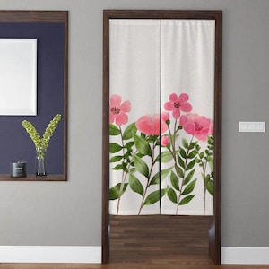 Crabapple flowers landscape Noren Door Curtains, modern minimalist plant Doorway Curtains, for Kitchen Partition Bedroom Door Privacy Decor