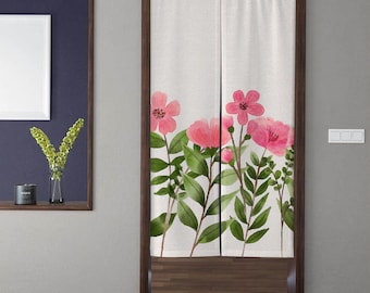 Blommor i landskap med Noren-dörrgardiner, moderna minimalistiska växtdörrgardiner, för köksskiljevägg sovrumsdörr avskildhet dekor