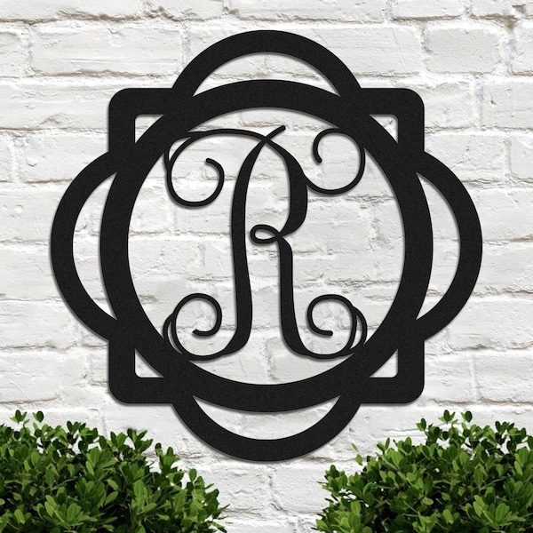 Personalized Family Name Initials Metal Sign, Custom Metal Monogram Split Initial Letter Wall Art Decor, bedroom living room Decor