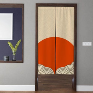 Bohemia Art Noren Door Curtain, Modern minimalism abstract geometric lines sun Doorway Curtain, Kitchen Partition Bedroom Door Privacy Decor