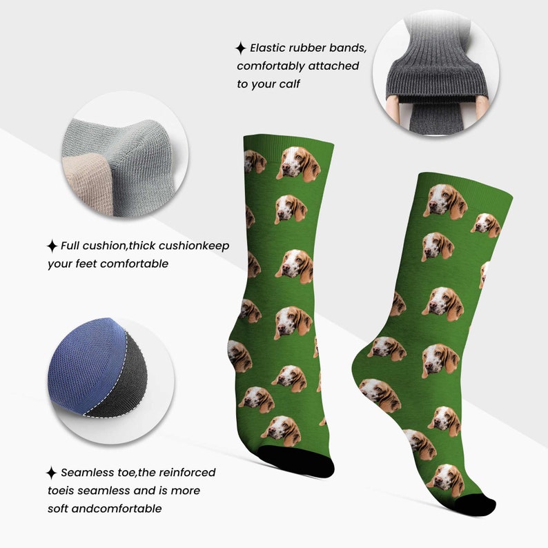 Aangepaste sokken met huisdier gezichten, gepersonaliseerde huisdier foto sokken, grappige sokken met hond/kat gezicht, grappige sok gag cadeaus voor mannen vrouwen, kerstcadeaus afbeelding 6