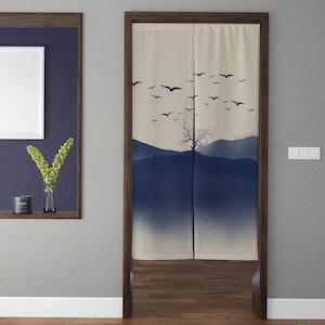 Böhmen Kunst Noren Türvorhang, japanischer Stil Vogel Bergspitze Türvorhänge, Küchentrennwand Schlafzimmer Tür Privatleben Decor
