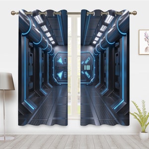 The space Window Curtain Space capsule Curtains,Window Drapes 2 Panels Pair Window Treatment Drapes Blackout Curtains, for Bedroom Dorm Home