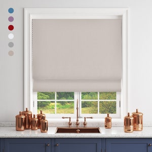 Linen Roman Shades, Room darkening Insulated curtains window treatments blackout curtain, For french doors Bedroom Kitchen Living Room Decor image 1
