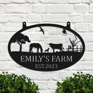 Custom Family Name Farm Metal Sign, Personalized Farmhouse Name Date Metal sign Decor, Farm Address Sign, Farmer Outdoor Decor, Farmer Gift