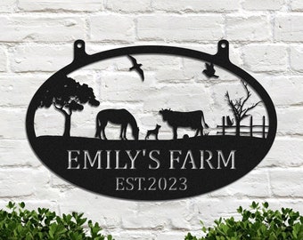 Custom Family Name Farm Metal Sign, Personalized Farmhouse Name Date Metal sign Decor, Farm Address Sign, Farmer Outdoor Decor, Farmer Gift