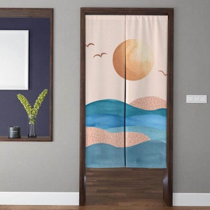 Abstract Mountain Lines Doorway Curtain: Bohemia Art Noren Panel