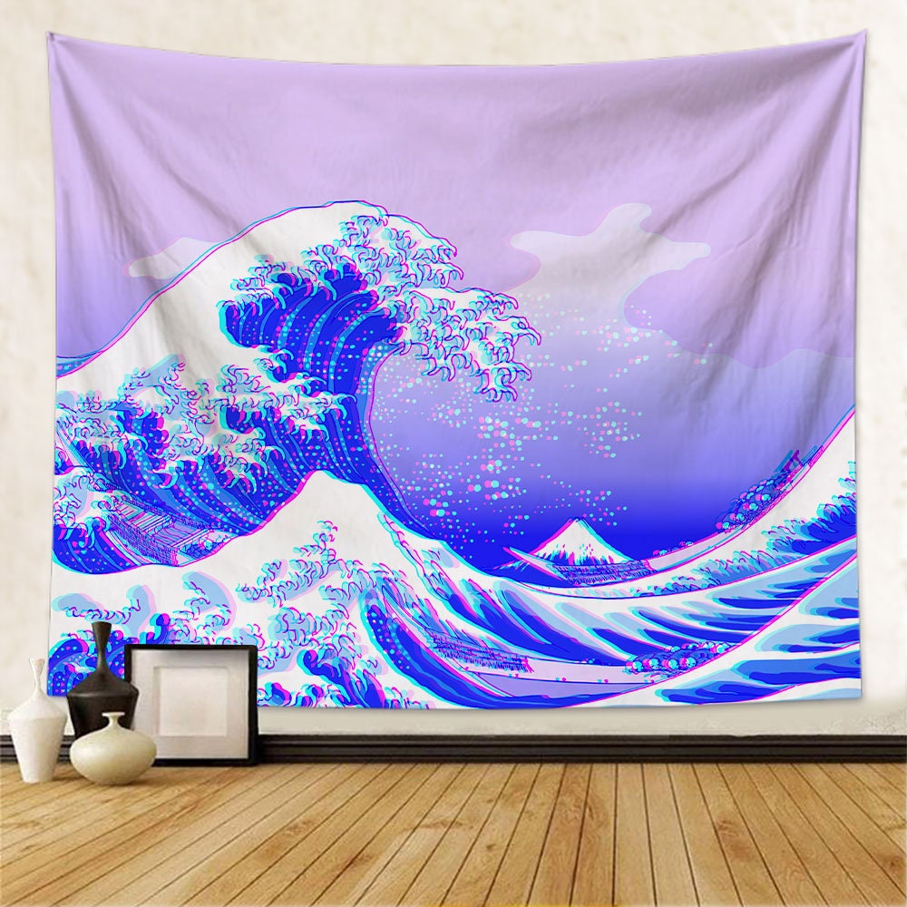 The Great Wave Tapestry Color Ocean Sea Tapestry Hokusai Art
