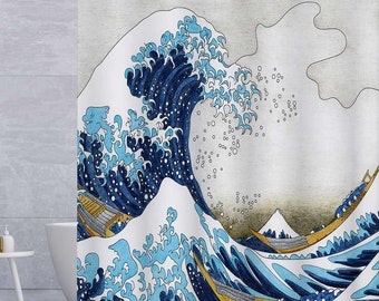 La grande vague de douche rideau rideau de douche Rideaux de douche Great Wave Off Kanagawa rideau de douche Katsushika Hokusai rideau de douche avec 12 crochets
