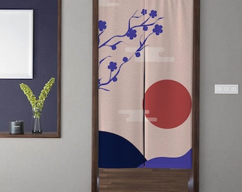 Noren Japanese Art Door Curtain Ukiyoe Sun Noren Drapes Doorway Curtain Window Treatments Door Tapestry for Restaurant Kitchen Decoration