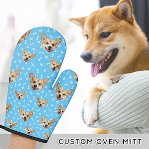 Custom Oven Mitts with Pet Faces, Personalized Photo Heat Resistant Gloves, Customized Kitchen Accessory Set,  Funny Gift, Mothers Day Gifts