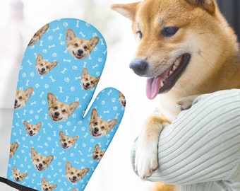 Aangepaste ovenwanten met huisdiergezichten, gepersonaliseerde foto hittebestendige handschoenen, aangepaste keukenaccessoireset, grappig cadeau, Moederdagcadeaus
