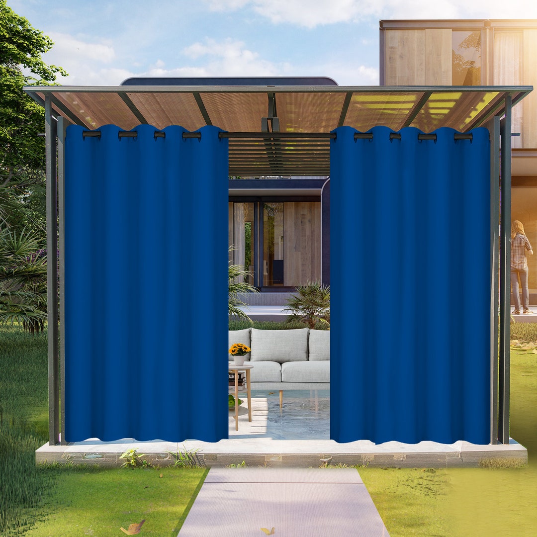 Navy Blue Outdoor Curtain for Patio, Blackout Thermal Insulated Public