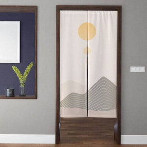 Bohemia Art Noren Door Curtain retro sunset line mountain Landscape Pattern Doorway Curtain for Kitchen Partition Bedroom Door Privacy Decor
