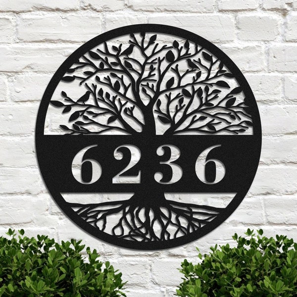 Tree of Life Metal Address Sign Etsy