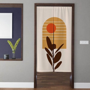 Noren Bohemia Door Curtain Simple line Sun Botanical flower Modern Minimalistic Doorway Curtain Window Treatment for Home Kitchen door decor