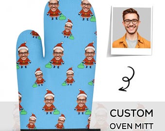 Custom Face Oven Mitts with Picture Personalized Photo Heat Resistant Oven Glove Customized novel Kitchen gift for her Funny Christmas Gifts
