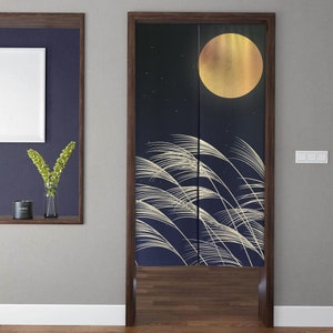Noren Japanese Kyoto Door Curtain Japan Art Full Moon Night Plant Window Treatments Door Tapestry For Partition Kitchen Home Privacy Decor