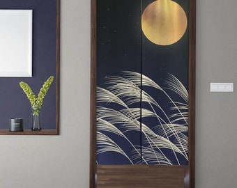 Noren Japanischer Kyoto-Türvorhang Japan Kunst Vollmondnacht Pflanze Fensterbehandlungen Türvorhang für Trennwand Küche Zuhause Sichtschutz