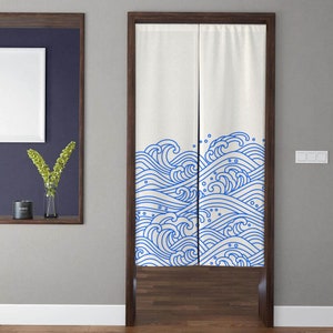 Bohemia Art Noren Door Curtain Japanese style waves Pattern Doorway Curtain for Kitchen Partition Bedroom Door Privacy Decor
