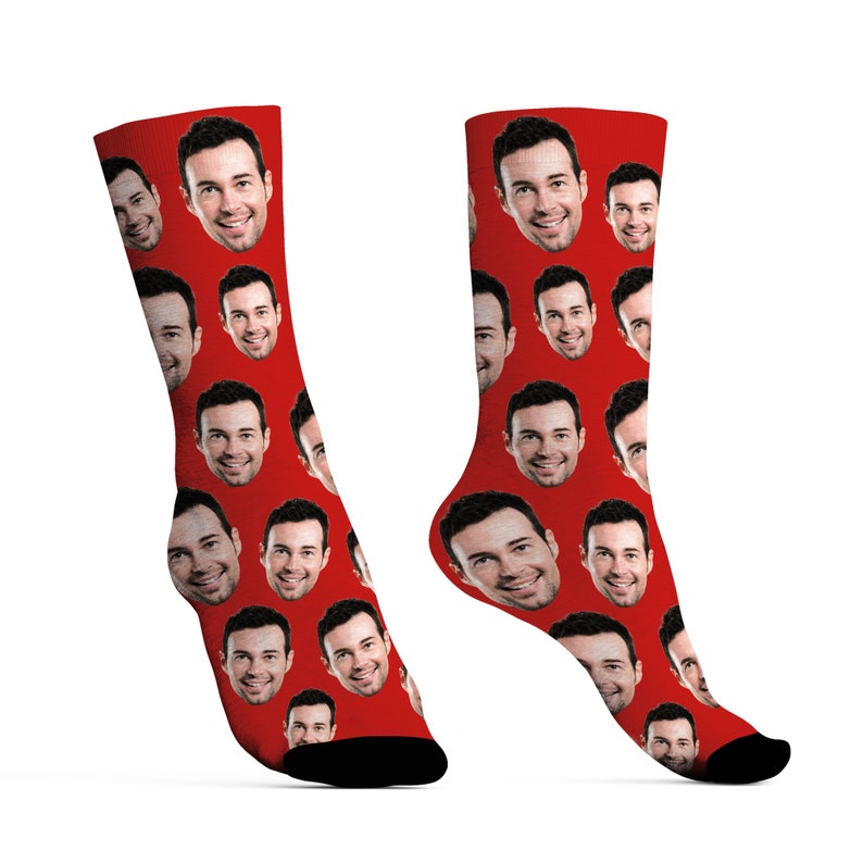 Calcetines faciales personalizados con imagen, calcetines personalizados con foto sonriente, calcetines divertidos con cara, regalos divertidos de gag de calcetín para hombres y mujeres, regalo de graduación imagen 1