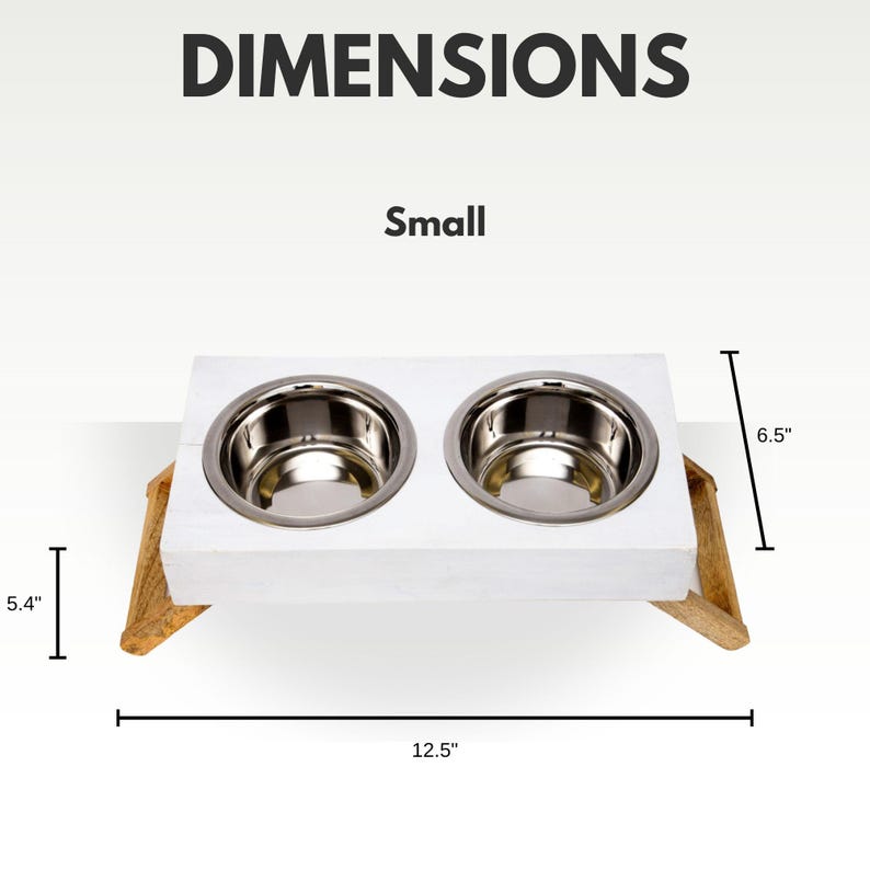 Country Living Elevated Mango Wood Dog Feeder with 2 Stainless Steel Bowls – Distressed White Polished Finish immagine 7