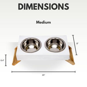 Country Living Elevated Mango Wood Dog Feeder with 2 Stainless Steel Bowls – Distressed White Polished Finish immagine 8